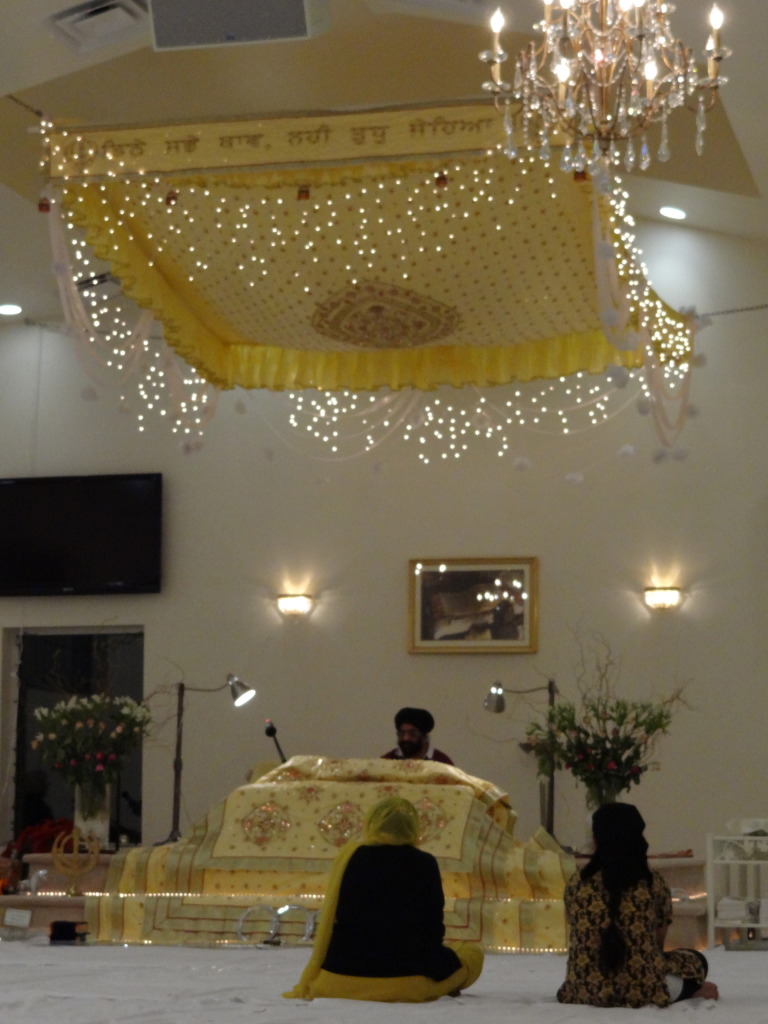 canopy over altar where the Granth Sahib is displayed